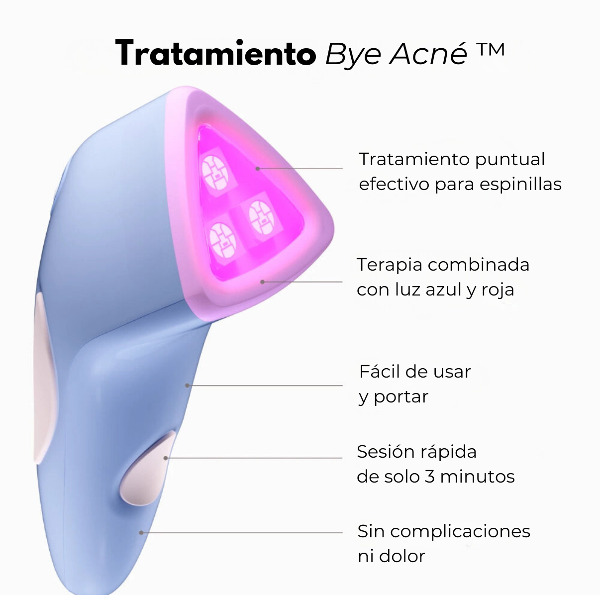 Bye Acné QSKIN tratamiento luz azul y roja contra acné